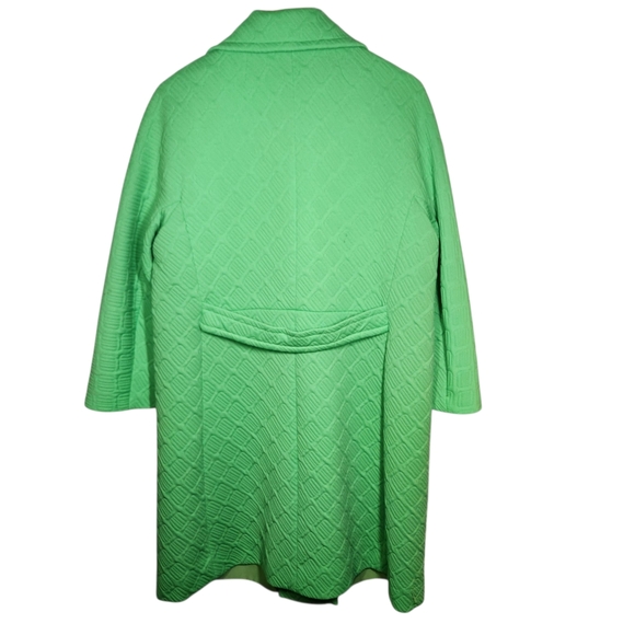 Vintage 60s MOD Mid Century Modern Long Coat Green Double Breasted Bold Funky L - Picture 5 of 14